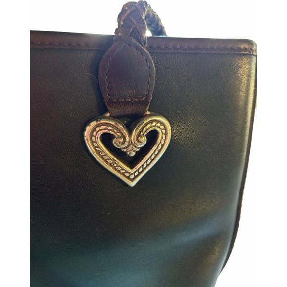 Brighton Black with Brown Crocodile Pattern Leather Tote Bucket Shoulder Bag - Picture 4 of 10